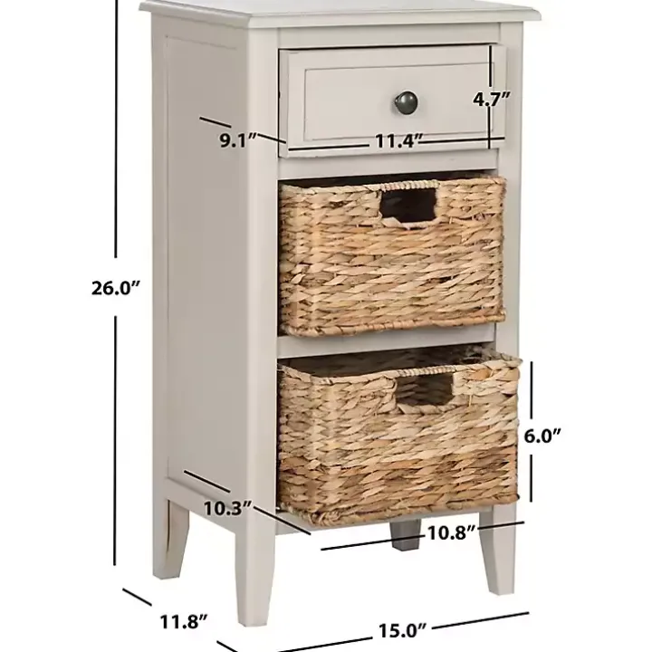 Vintage Gray Wood Baskets Everly Accent Table