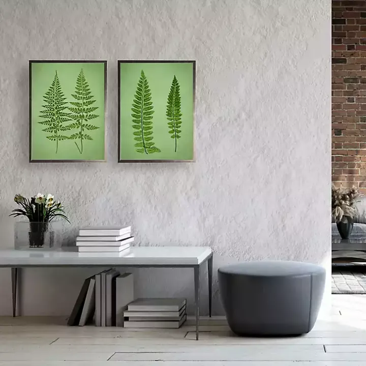 Vintage Green Ferns I Framed Art Prints, Set of 2