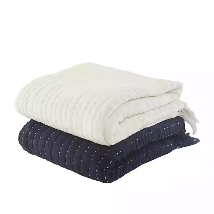 Vintage Ivory Cotton Fringe Throw