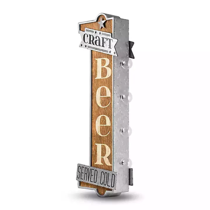Vintage LED Metal Craft Beer Bar Marquee Plaque
