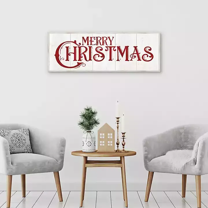 Vintage Merry Christmas Canvas Wall Plaque