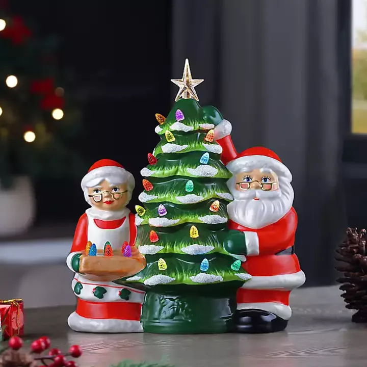 Vintage Mr. and Mrs. Claus Pre-Lit Decoration