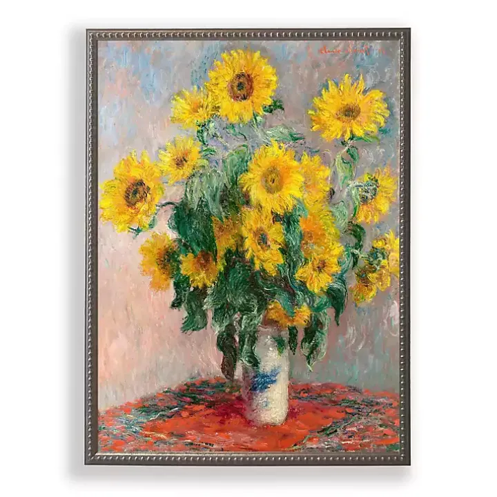 Vintage Sunflowers Beaded Framed Art Print