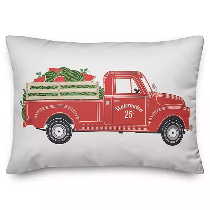 Vintage Watermelon Truck Outdoor Pillow