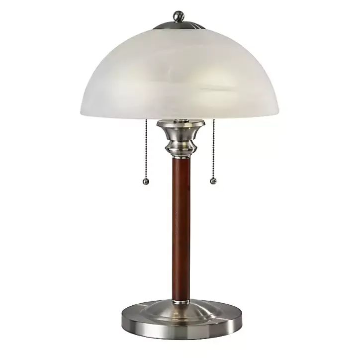 Walnut Alabaster Frosted Glass Table Lamp