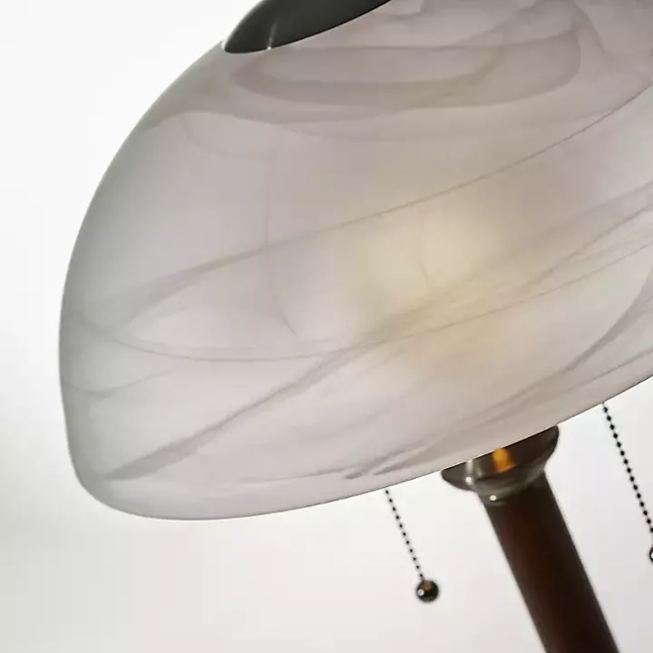 Walnut Alabaster Frosted Glass Table Lamp