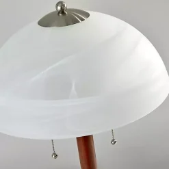 Walnut Alabaster Frosted Glass Table Lamp