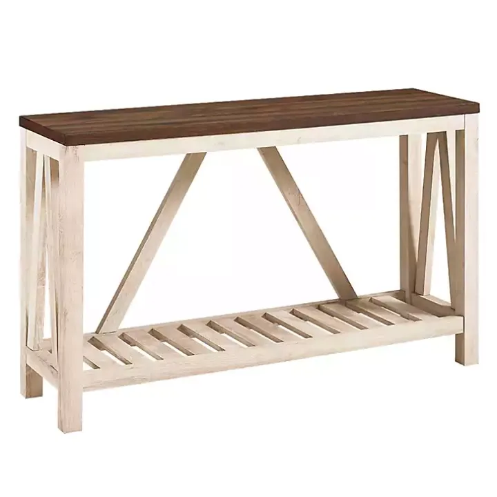Walnut and Whitewash A-Frame Console Table