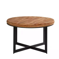 Walnut Beaded Industrial Coffee Table