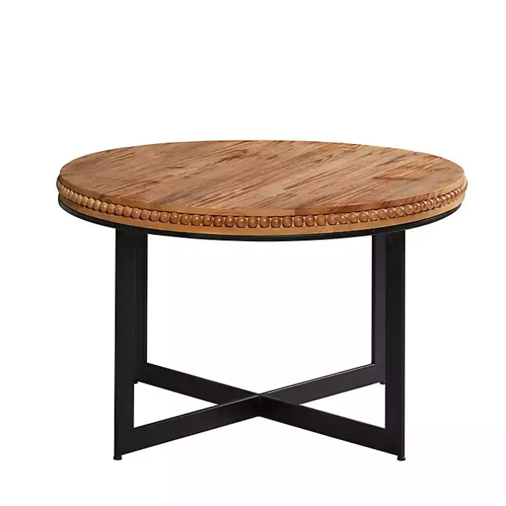 Walnut Beaded Industrial Coffee Table