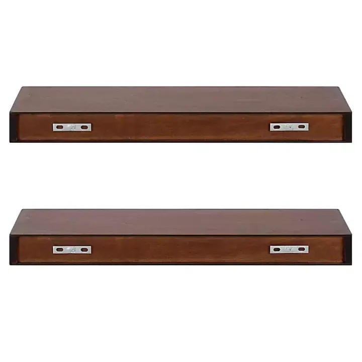 Walnut Brown Floating Shelves, Set of 2