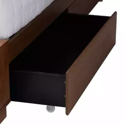 Walnut Brown Rattan Queen Storage Bed