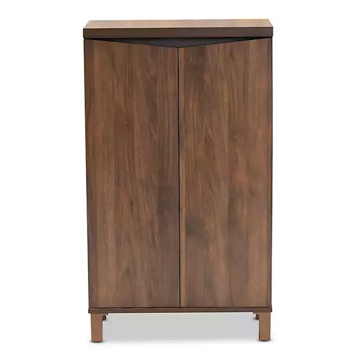 Walnut Brown Slim Shoe Storage Cabinet