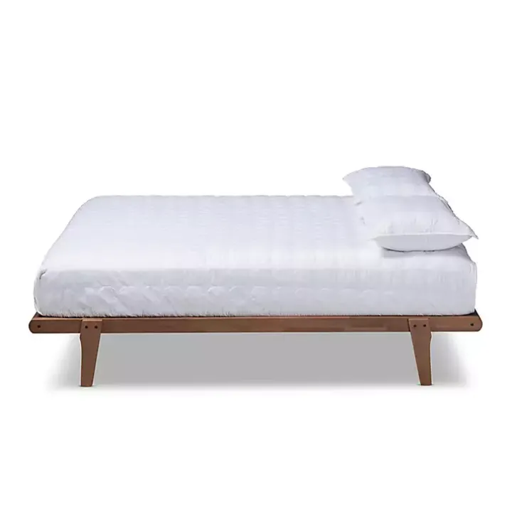 Walnut Brown Wood Full Platform Bed