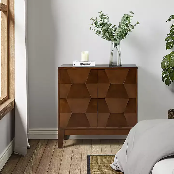 Walnut Geometric Mabel 2-Door Cabinet