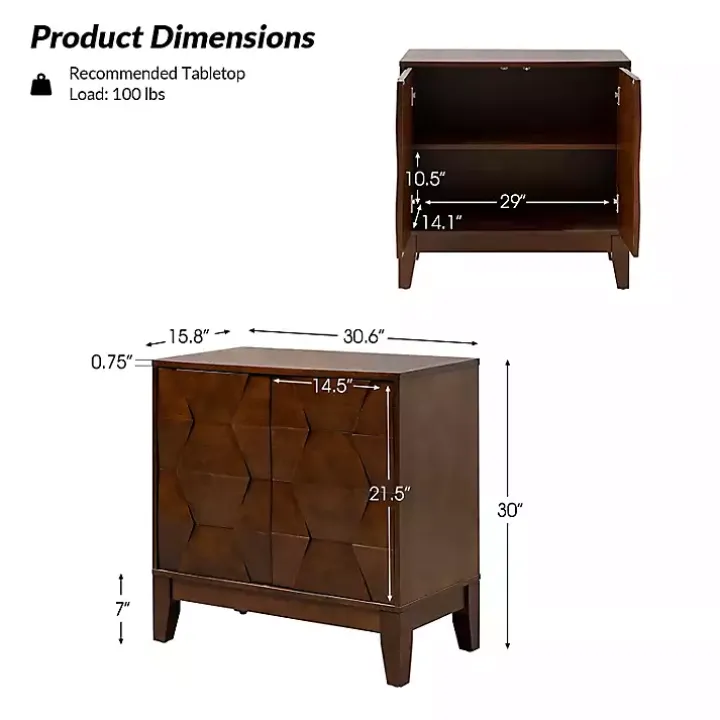 Walnut Geometric Mabel 2-Door Cabinet