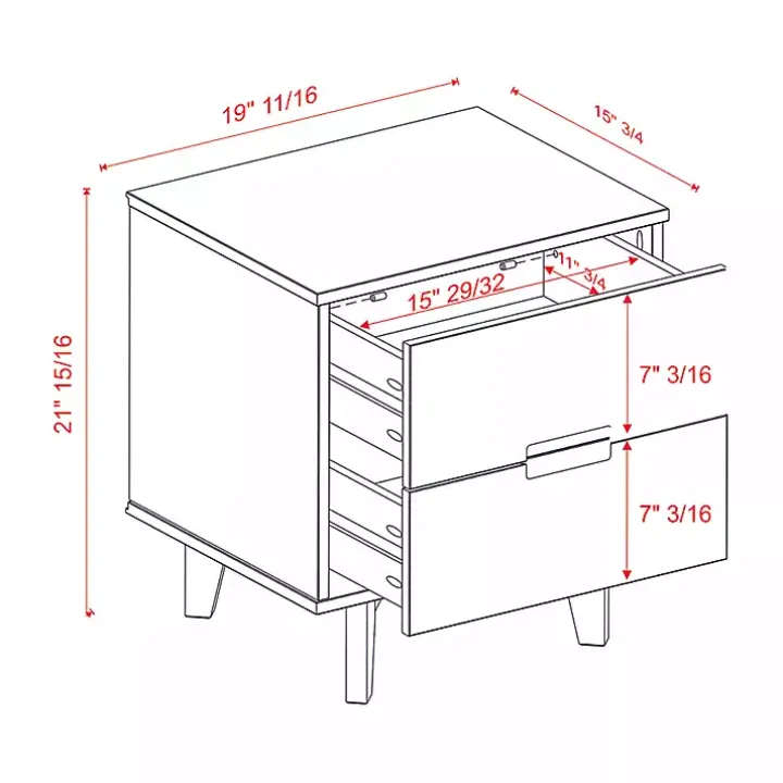 Walnut Mid-Century Modern 2-Drawer Nightstand