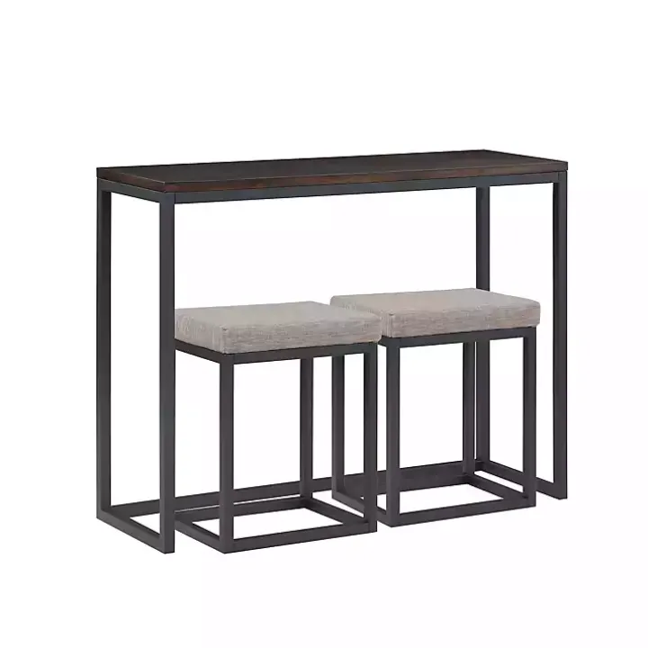 Walnut Nesting Counter Table and Stools, Set of 3