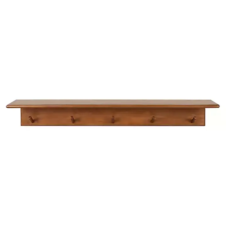 Walnut Wood Alia Shelf with Hooks