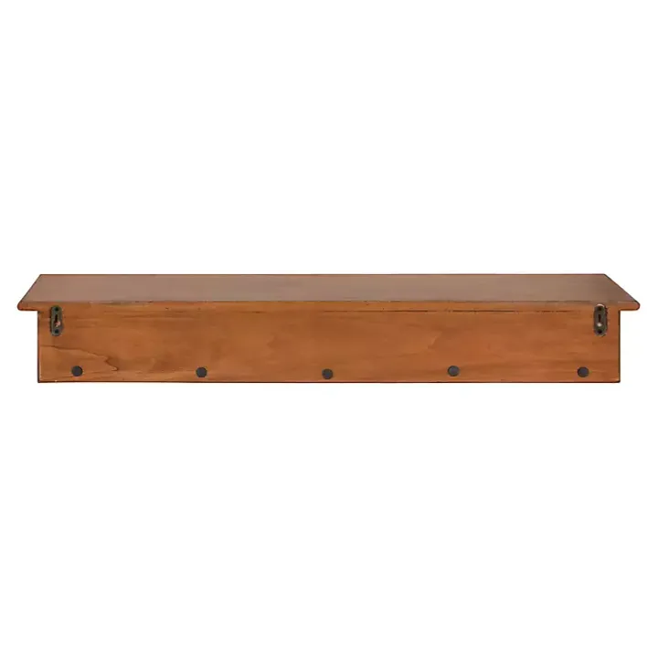 Walnut Wood Alia Shelf with Hooks
