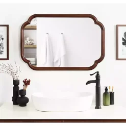 Walnut Wood Scallop Wall Mirror