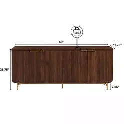 Walnut Wood Scandinavian 4-Door Sideboard