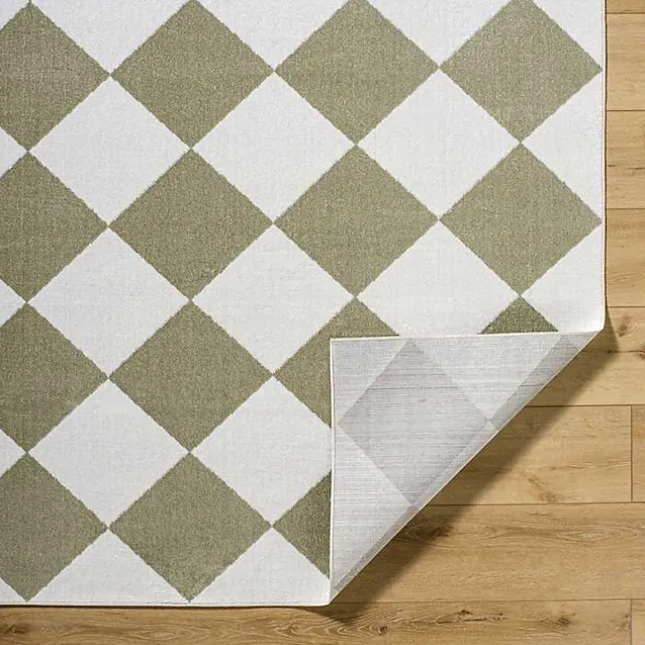 Warm Gray Checkered Area Rug, 6x9