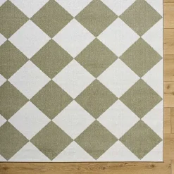Warm Gray Checkered Area Rug, 6x9