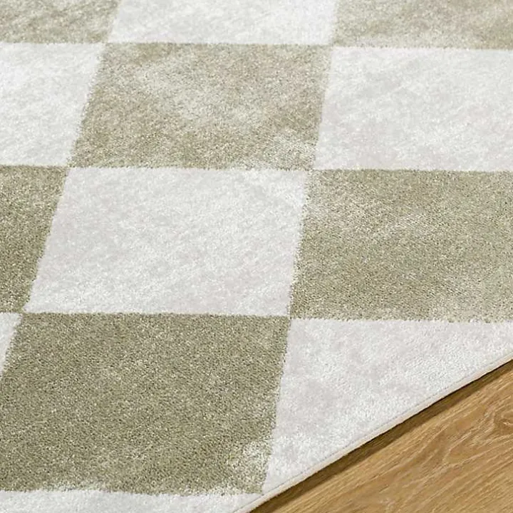 Warm Gray Checkered Area Rug, 6x9