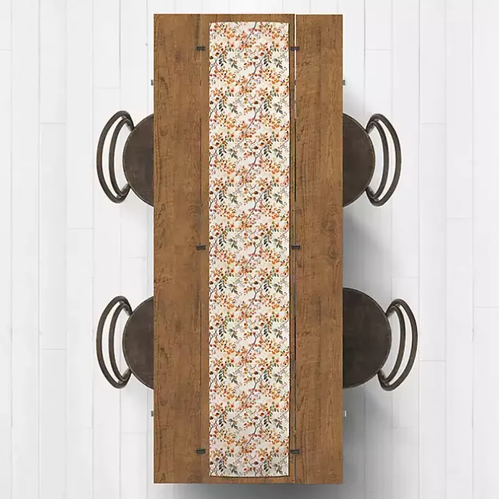 Watercolor Autumn Botanicals Table Runner, 72 in.