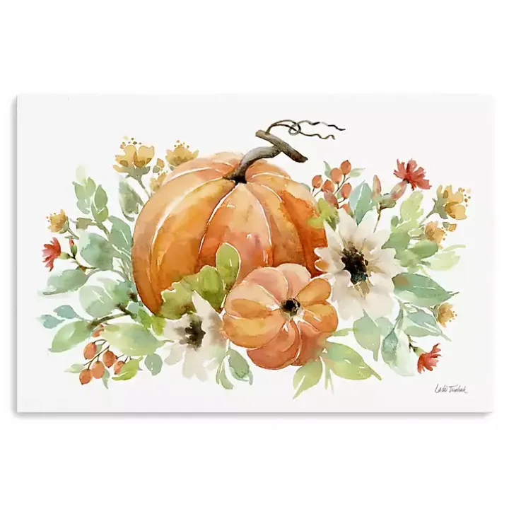 Watercolor Pumpkins Canvas Art Print, 24x16 in.