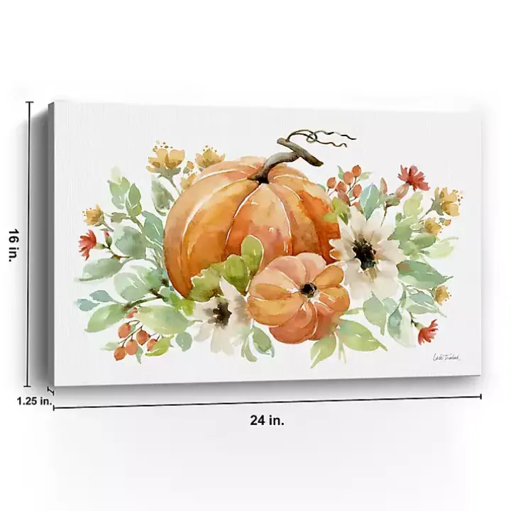Watercolor Pumpkins Canvas Art Print, 24x16 in.