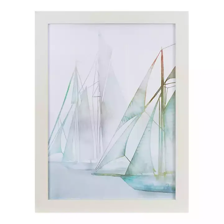 Watercolor Sailboats Framed Art Prints, Set of 2