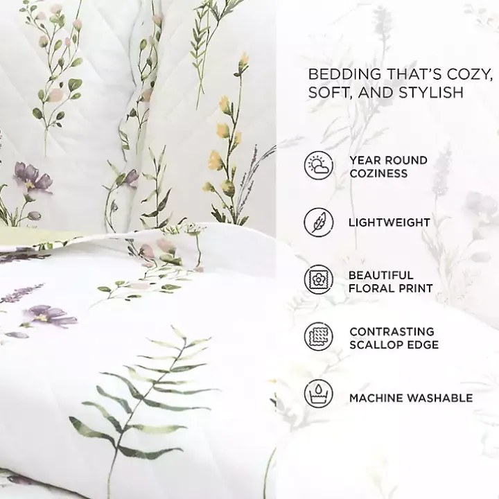 Watercolor Wildflower 3-pc. Full/Queen Quilt Set