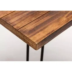Weather Fir Wood and Hairpin Legs Accent Table