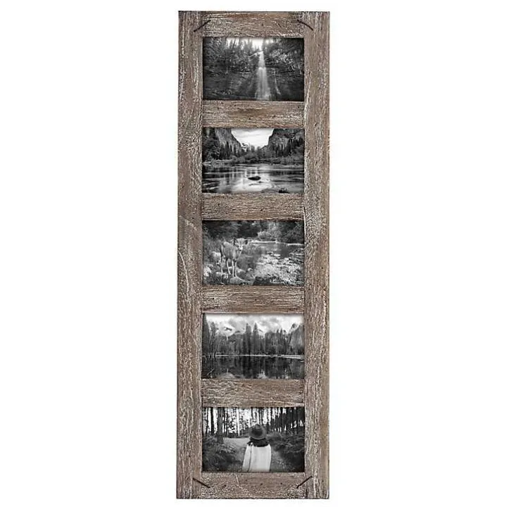 Weathered Brown Wooden 5-Opening Collage Frame
