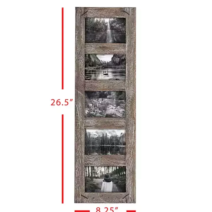 Weathered Brown Wooden 5-Opening Collage Frame