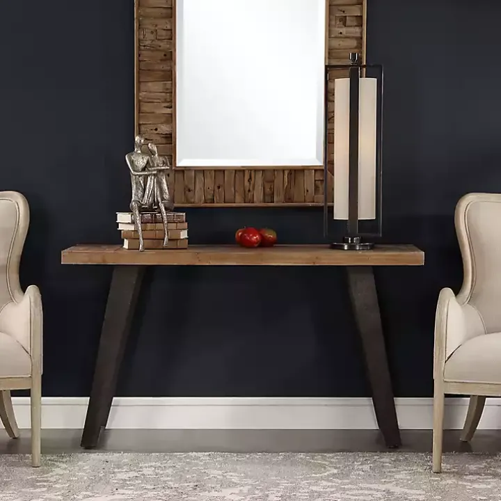 Weathered Oak and Metal Console Table
