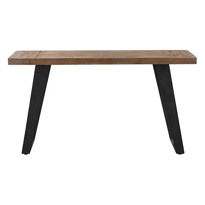 Weathered Oak and Metal Console Table
