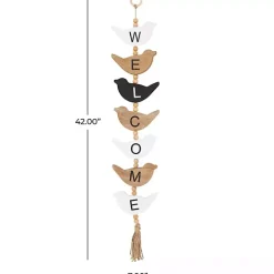 Welcome Bird Shaped Wood Wall Sign