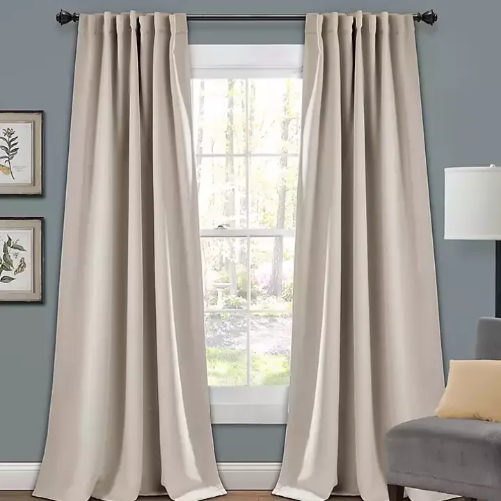 Wheat Back Tab Blackout Curtain Panel Set, 84 in.