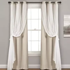 Wheat Curtain Panel Set with Overlay, 95 in.