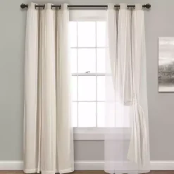Wheat Curtain Panel Set with Overlay, 95 in.