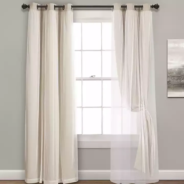 Wheat Curtain Panel Set with Overlay, 108 in.