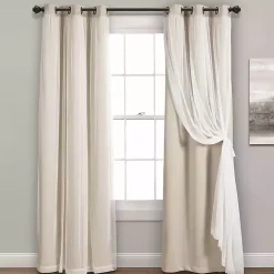 Wheat Curtain Panel Set with Overlay, 120 in.
