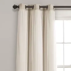 Wheat Curtain Panel Set with Overlay, 120 in.