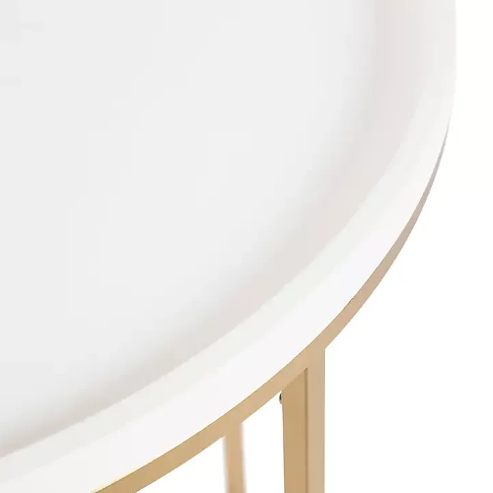 White & Gold Half Moon Dorrah Accent Table