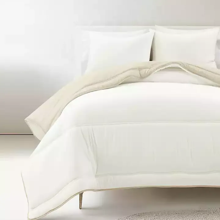 White & Tan Reversible 3-pc. King Comforter Set