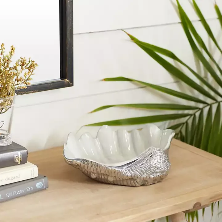 White Aluminum Seashell Bowl