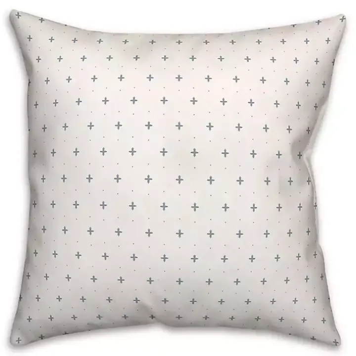 White and Blue French Country Outdoor Throw Pillow